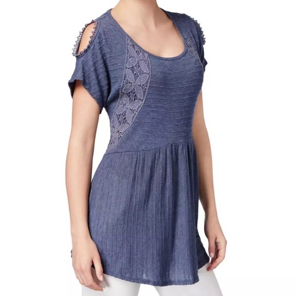 Style & Co. Cold-Shoulder Crochet Peplum Sweater - Picture 7 of 8